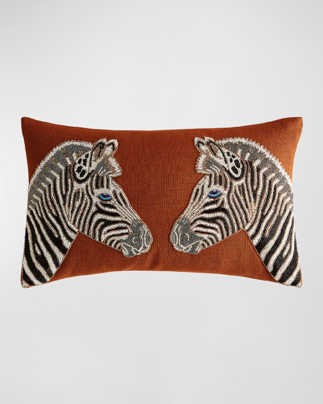 Zebra Beaded Pillow, 12" x 20"